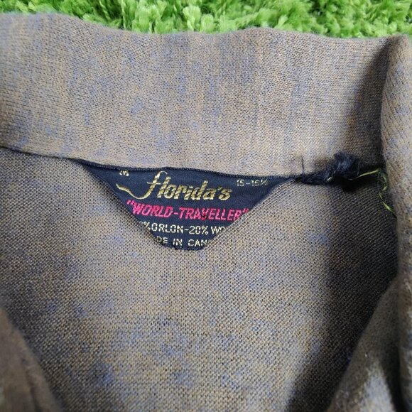 Vintage 70s 'Florida's' brown/purple button up long sleeve golf shirt men's med - Picture 4 of 4